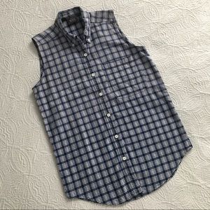 Woman's Woolrich blue plaid sleeveless shirt